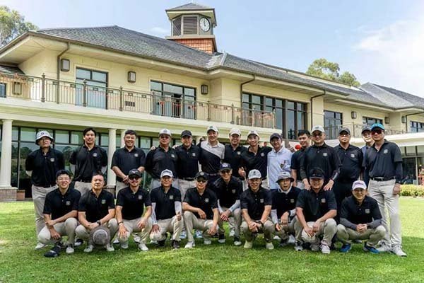 Golf tournament team wearing custom FUWAY shirts