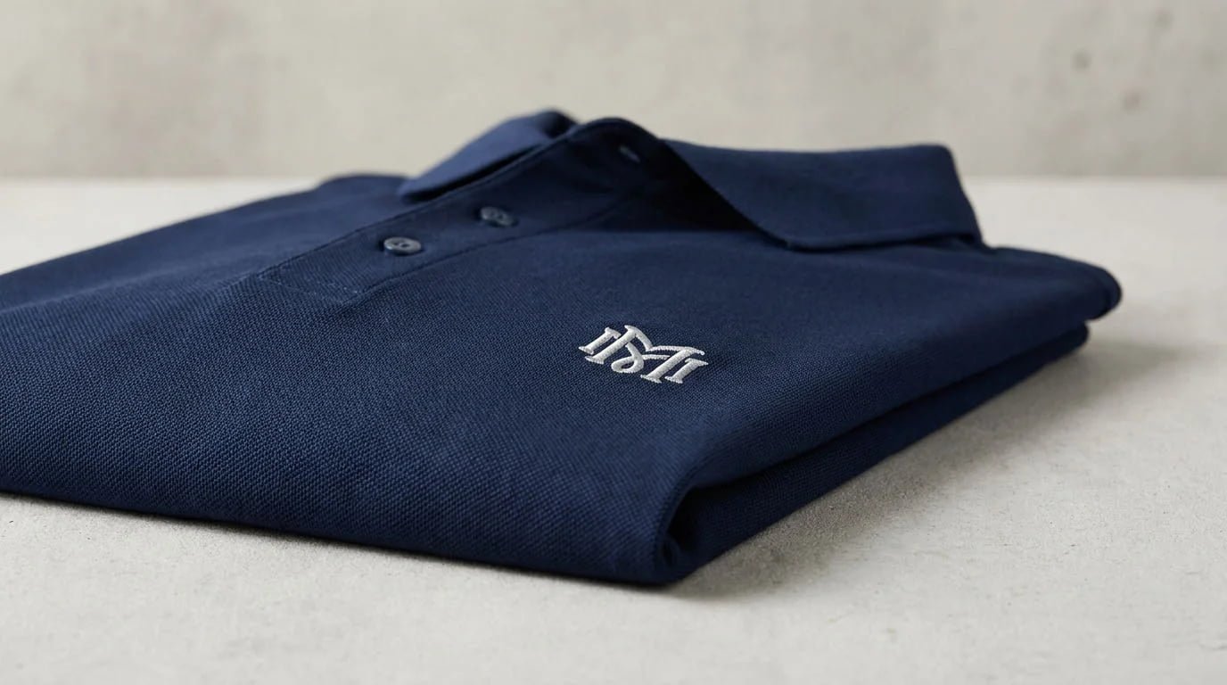 Embroidery logo on custom golf polo