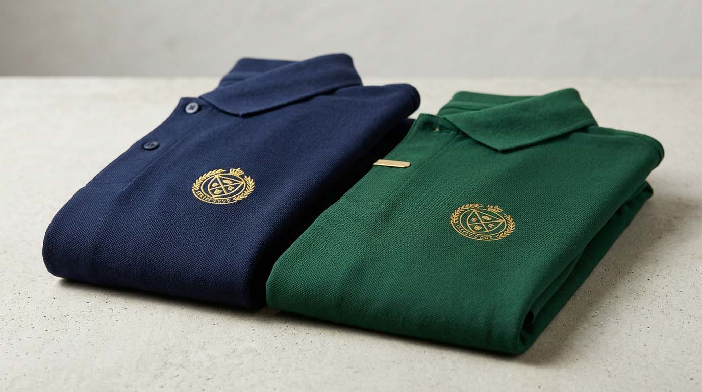 Embroidery vs heat transfer comparison for golf polos