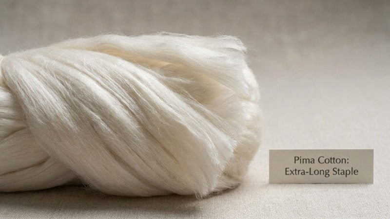 A close-up showing the long, silky fibers of Pima cotton.