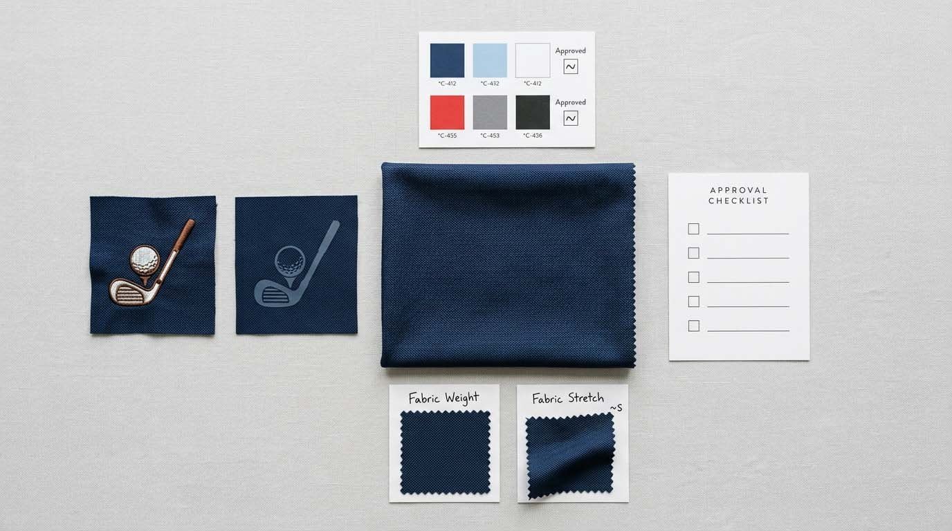 Golf Polo Logo Sample Approval Checklist Embroidery and heat transfer sample approval checklist