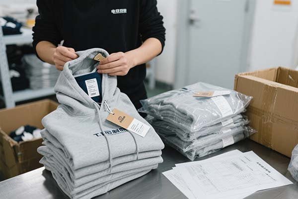 Finished golf apparel packaging and export preparation