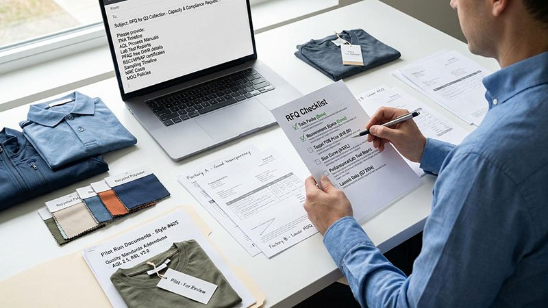 A checklist document for an RFQ (Request for Quotation).