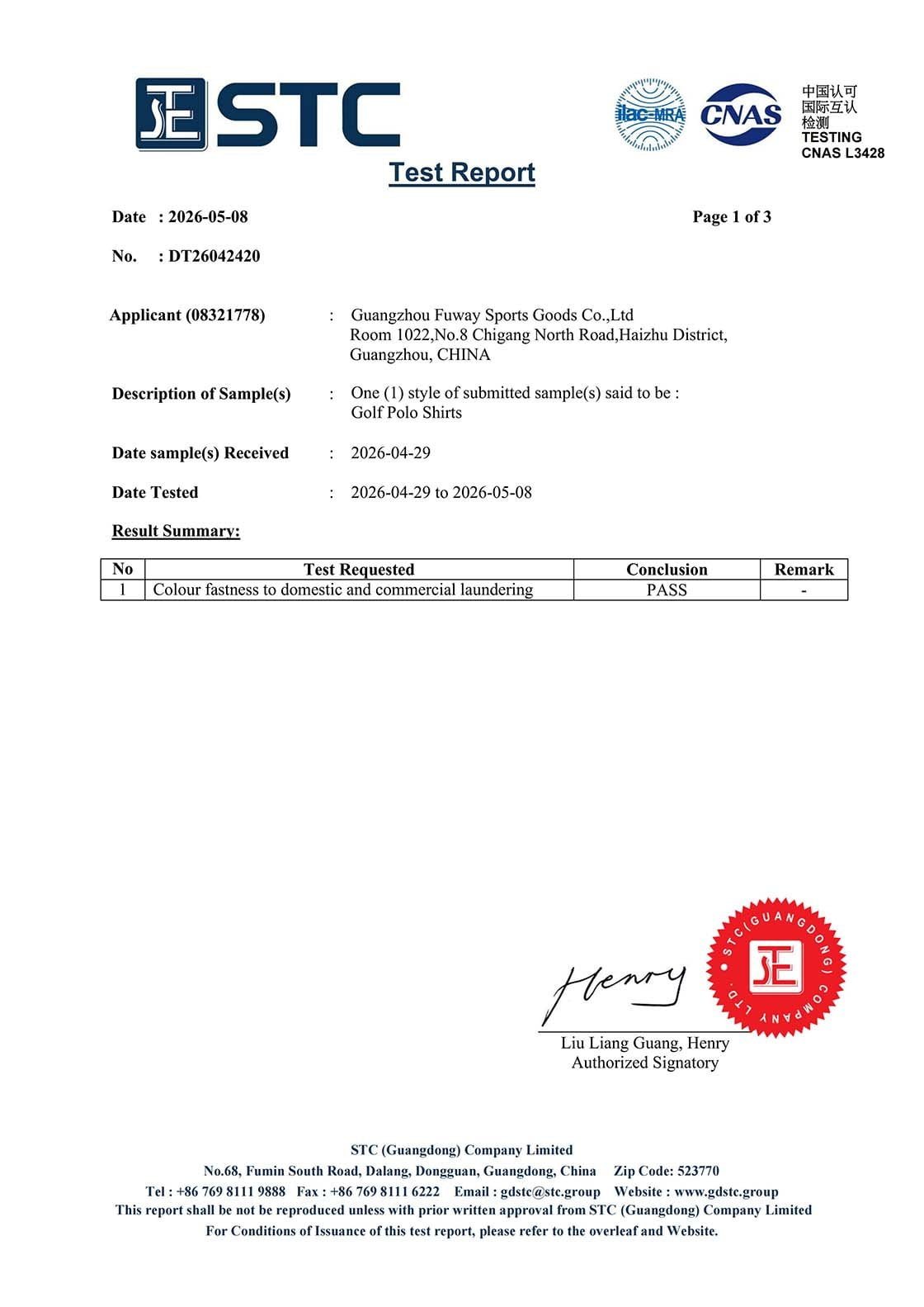 Colour Fastness to Laundering - Page 1