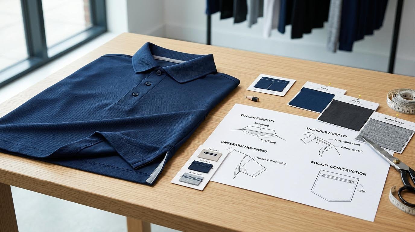 Golf apparel garment construction details