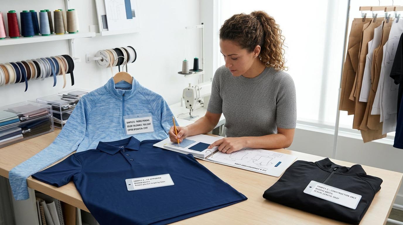 Golf apparel sampling and approval workflow