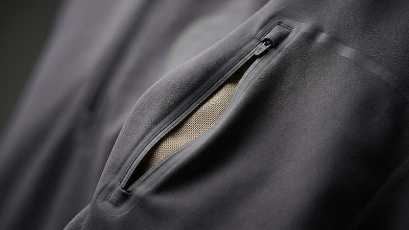 A bonded chest pocket on a golf quarter-zip.