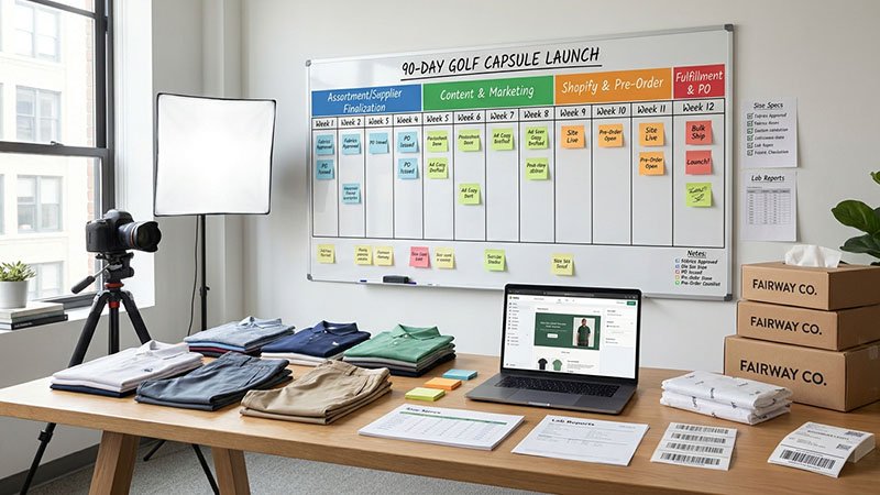 A 90-day calendar or timeline graphic showing the key milestones for launching the MVP capsule