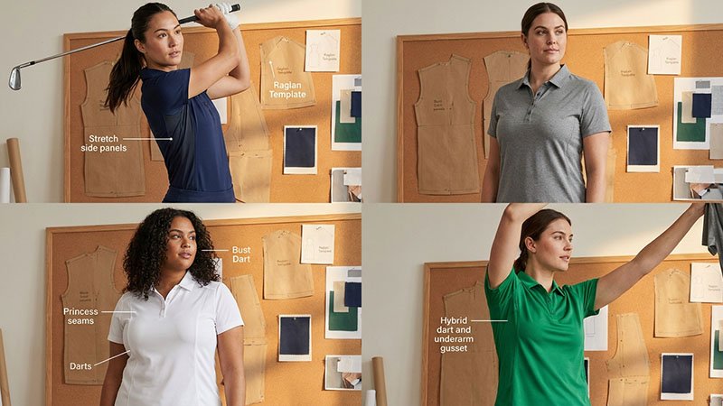 Common women's golf polo fit issues Bust fit problems diagram