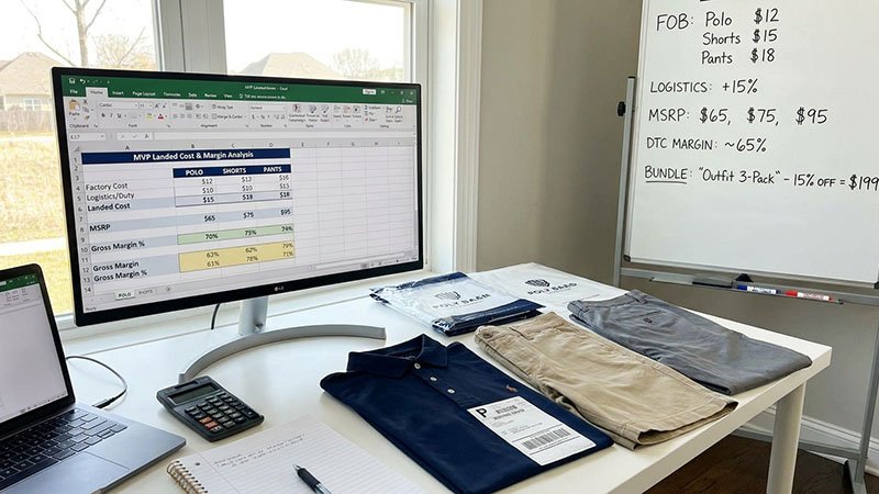 Creating a wearable design system for a golf brand A mood board showing a brand's color palette, typography, logo, and a signature micro-print pattern