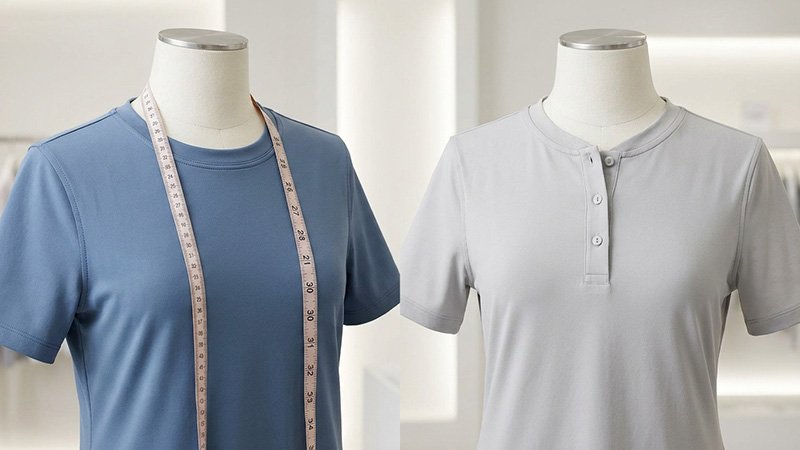 Collarless golf shirt styles