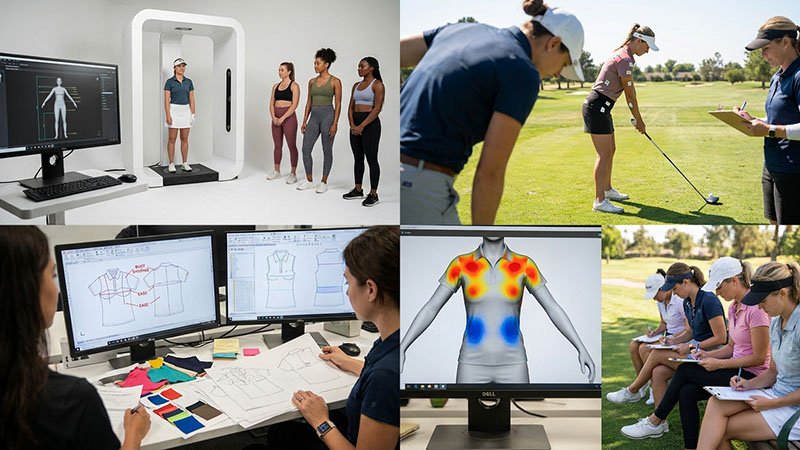 Digital fit workflow for women's golf polos 3D body scan and pattern development