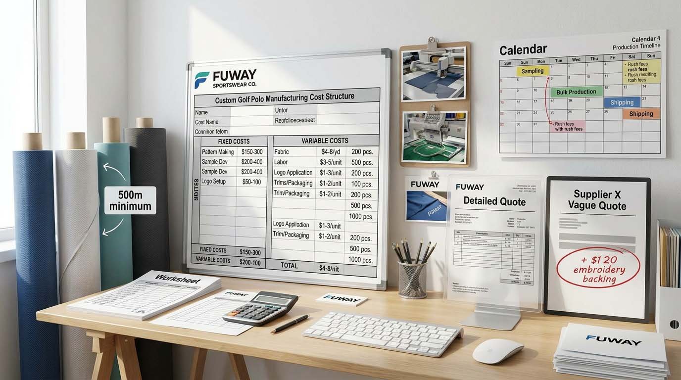 Cost structure breakdown for custom golf polos