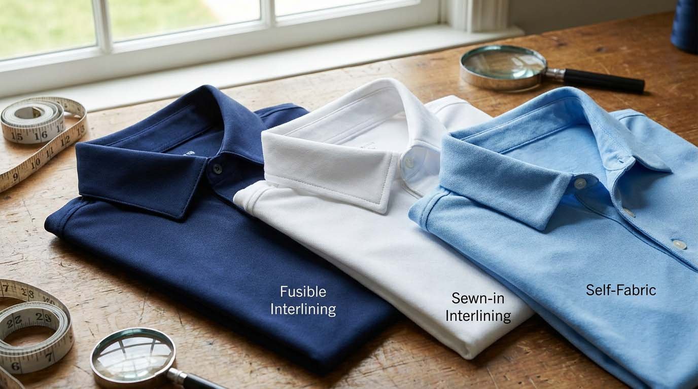 Golf polo collar construction methods