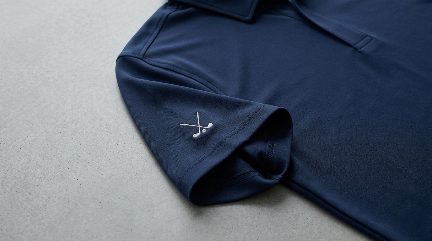 Golf polo sleeve logo placement