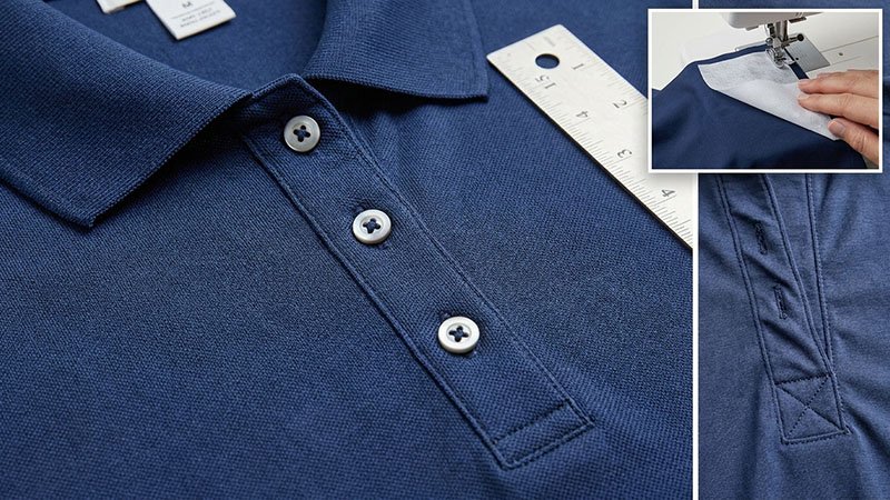 Three-button placket construction detail