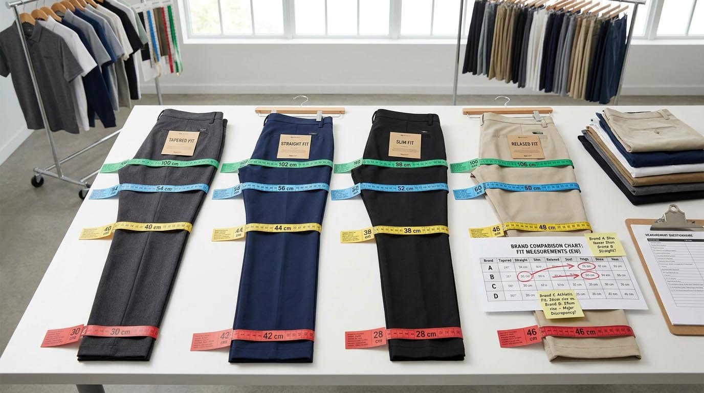 How the same fit label varies across brands Measurement chart showing fit label variations