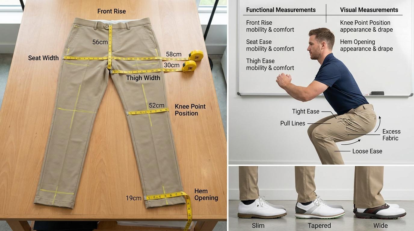 Key measurements that control fit and mobility Detailed measurement point diagram