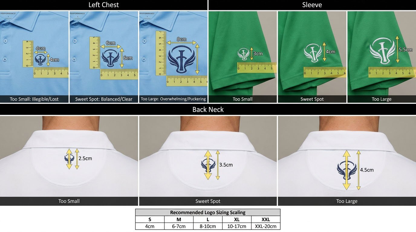 Logo size specifications for different placements Size comparison chart for logo placements