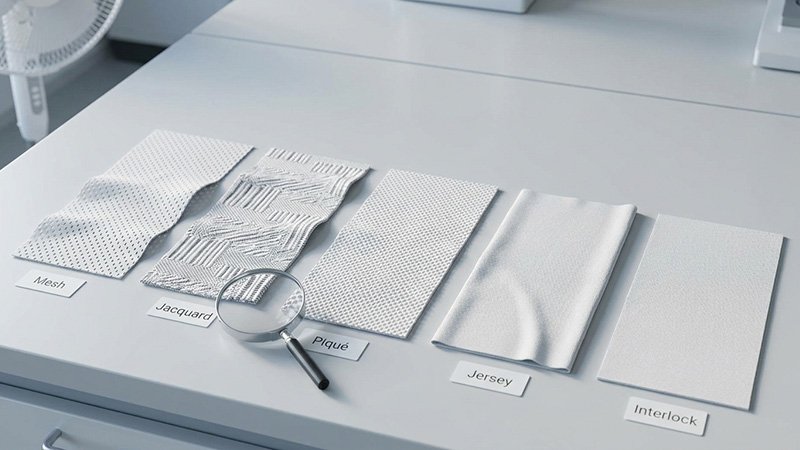 Different knit structures for golf fabrics