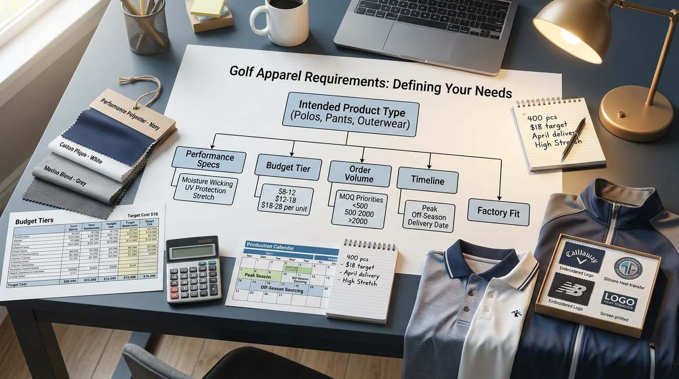 Requirements definition flowchart for golf apparel