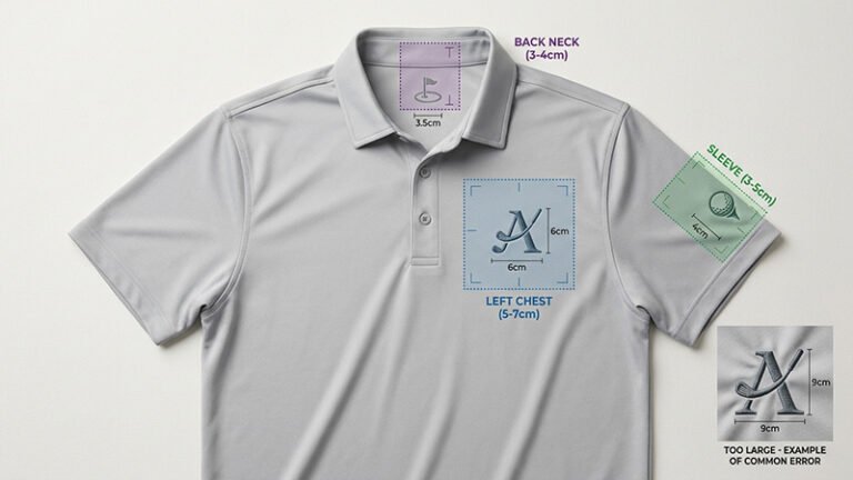 Logo Placement on Golf Polos: Left Chest, Sleeve, Back Neck—Placement & Size Specs, Compliance and Pro Tips