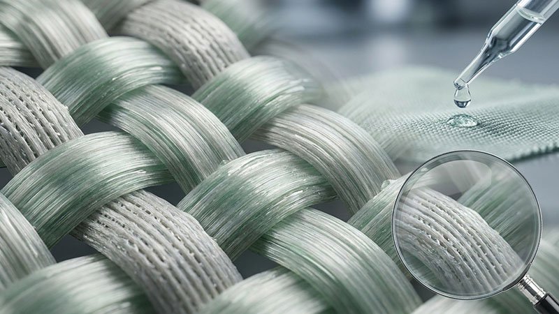 Magnified view of fabric with cooling and wicking finishes