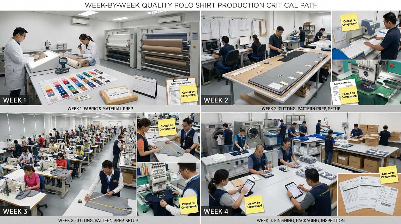 Week-by-week production critical path