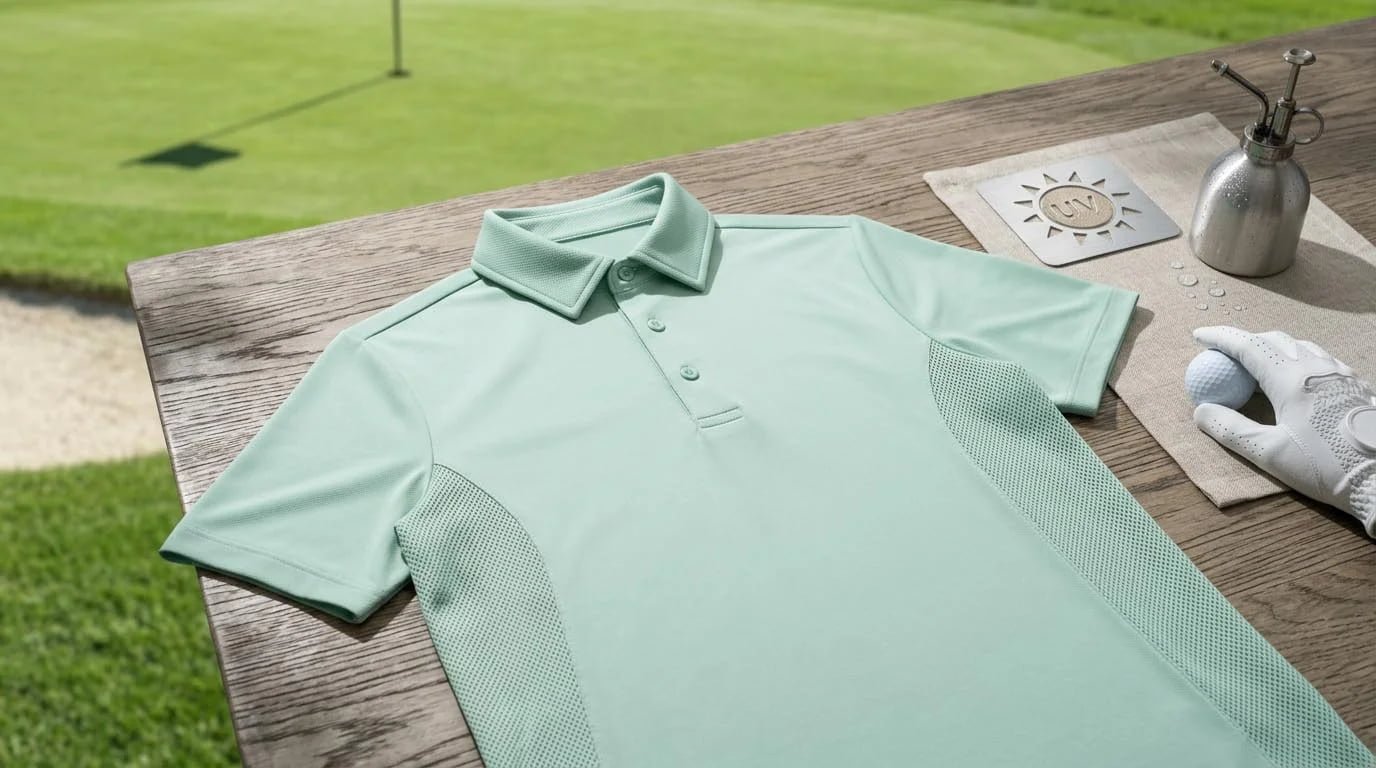 upf and cooling fabric technology for golf polos