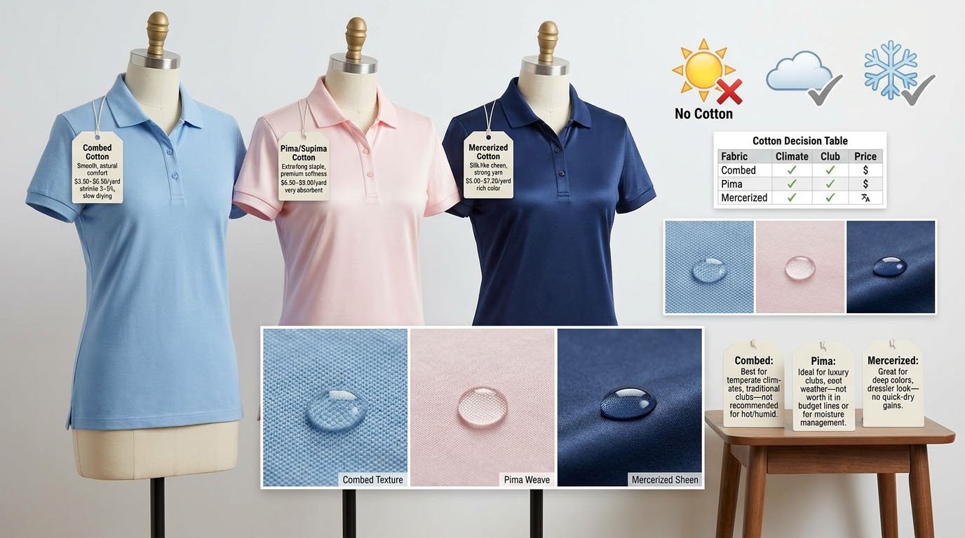 Cotton types for golf polos