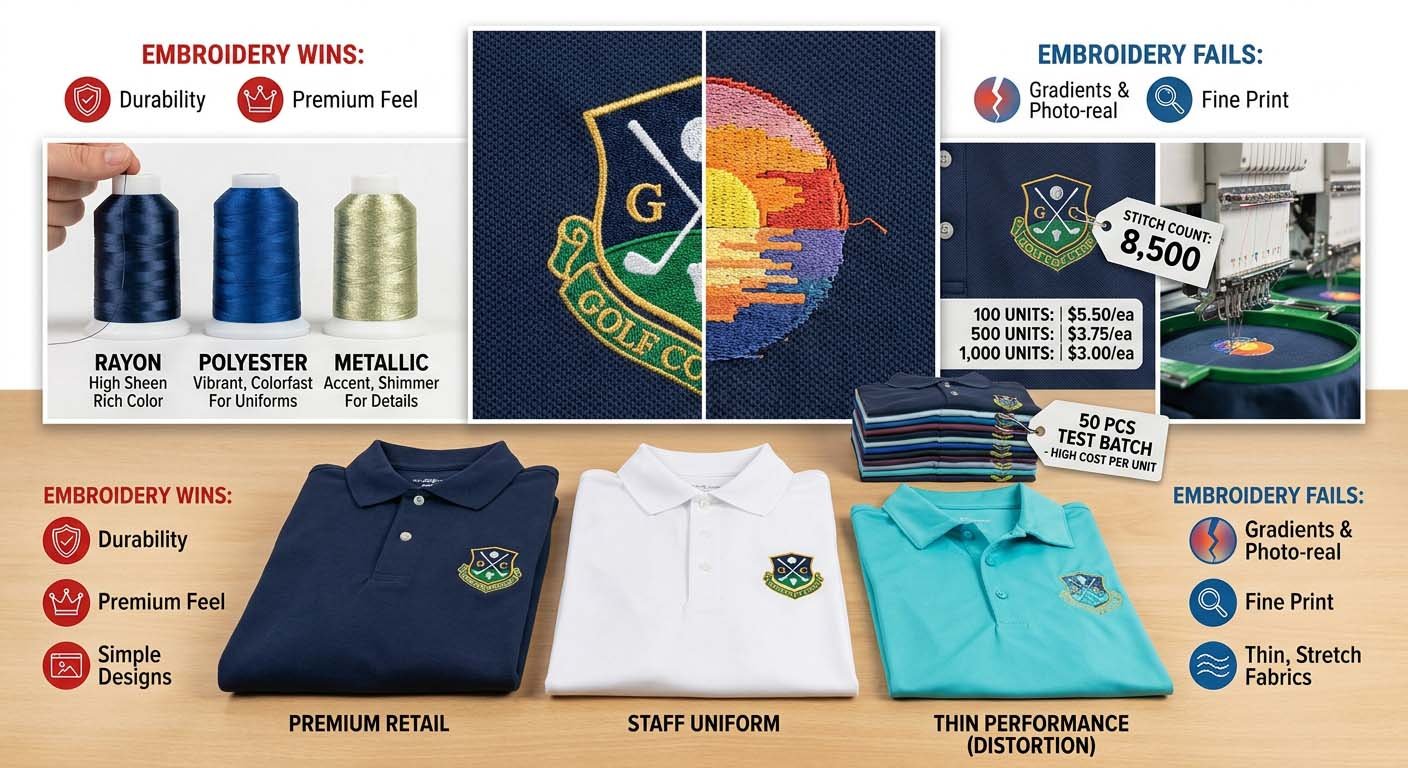 Why gradient logos cannot be embroidered accurately using thread Embroidery thread limitations
