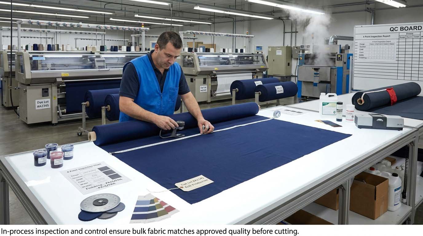 How knitting, dyeing and finishing variations affect bulk consistency Fabric production quality control checkpoints