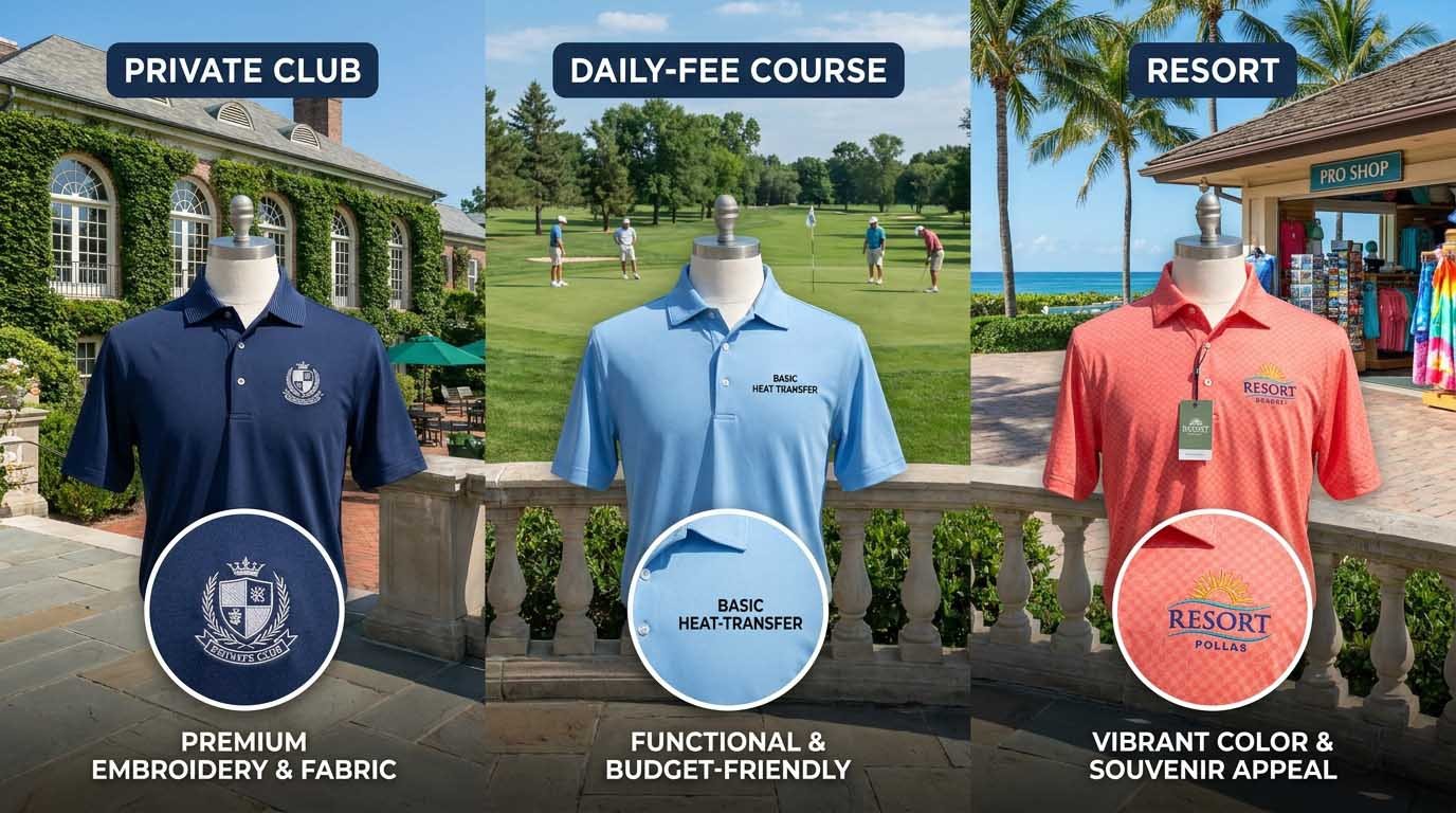 How private clubs, daily-fee courses and resorts differ in staff uniform vs retail requirements Facility type procurement priorities and cost structures