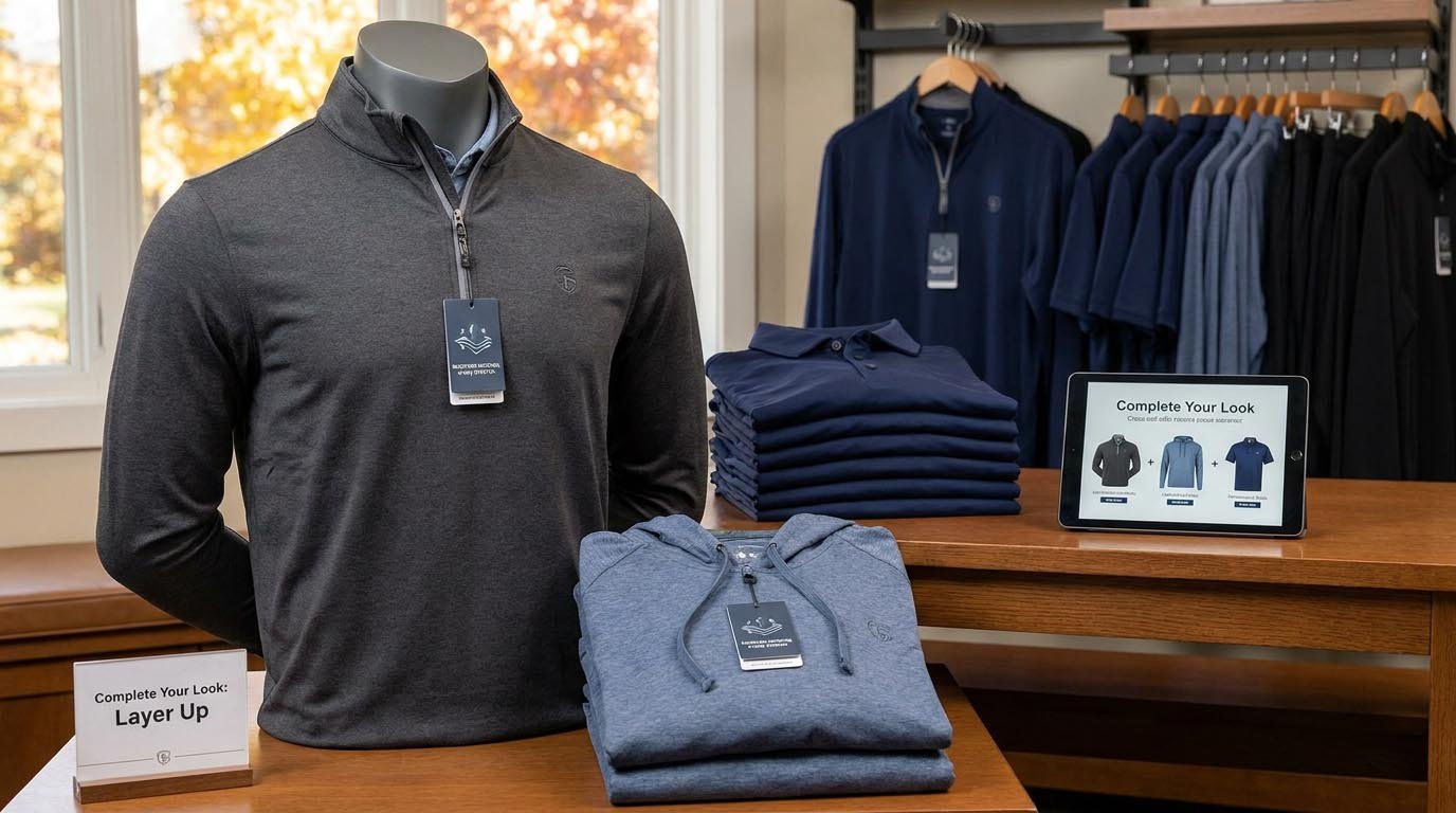Golf layering pieces and seasonal positioning