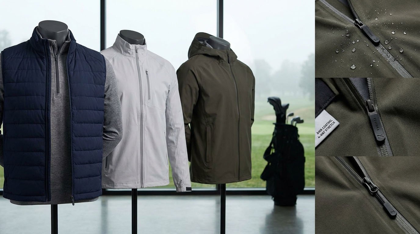 Golf outerwear and weather protection layers