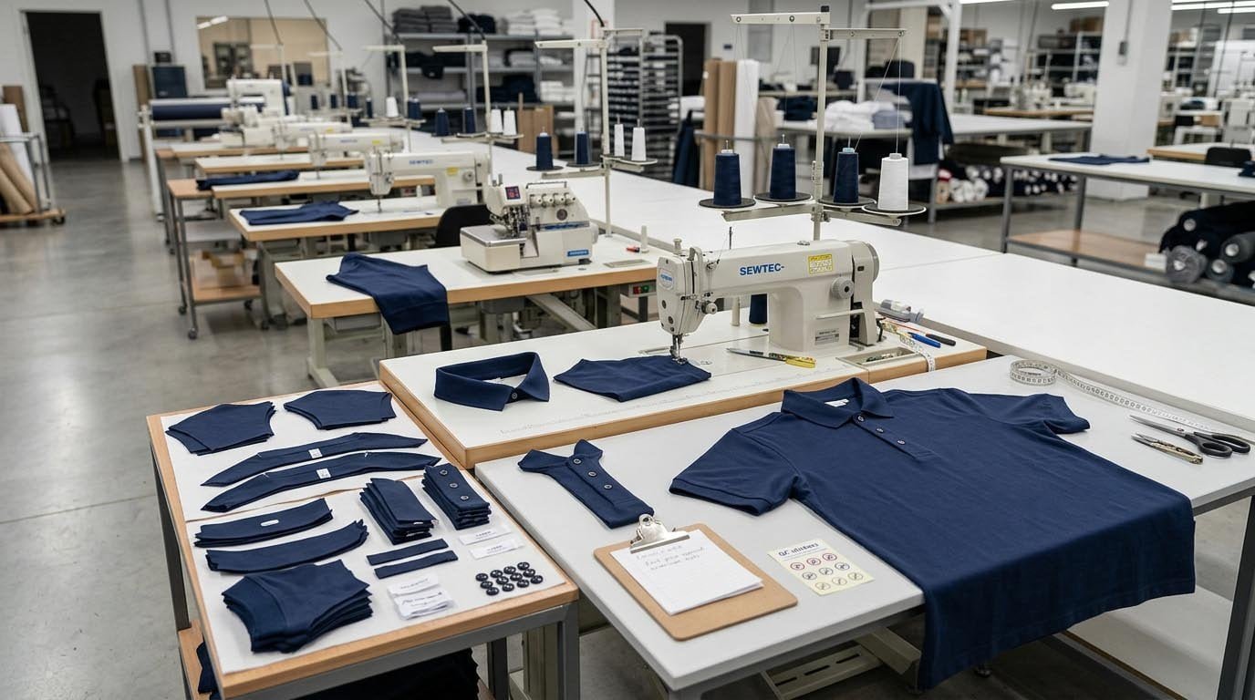 Golf polo sewing line