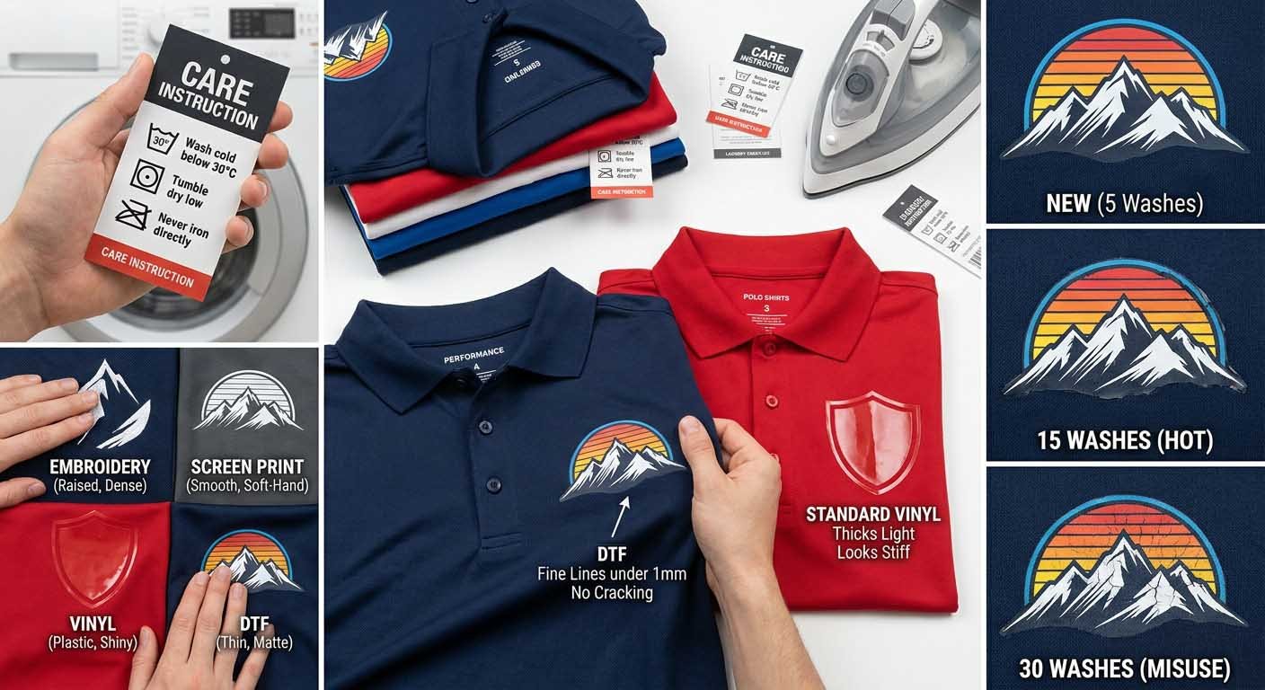 How washing temperature affects heat transfer logo durability Heat transfer care requirements
