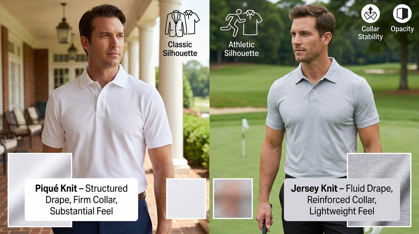 Piqué versus jersey impact on collar, drape and fit styling How fabric structure affects fit and drape