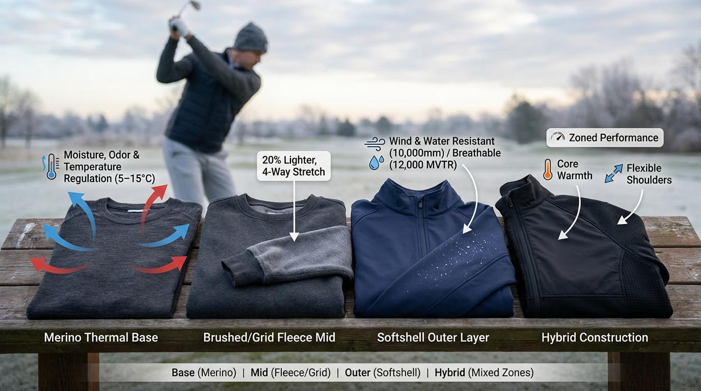 Winter golf fabric types comparison