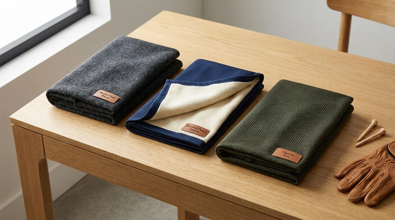 Merino wool, brushed fleece and thermal fabric options Cold weather golf fabrics and thermal materials