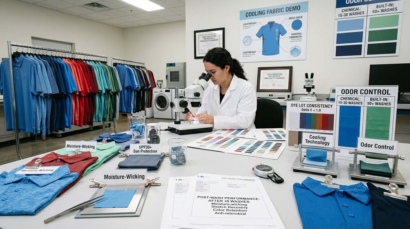 Performance fabric testing for golf apparel