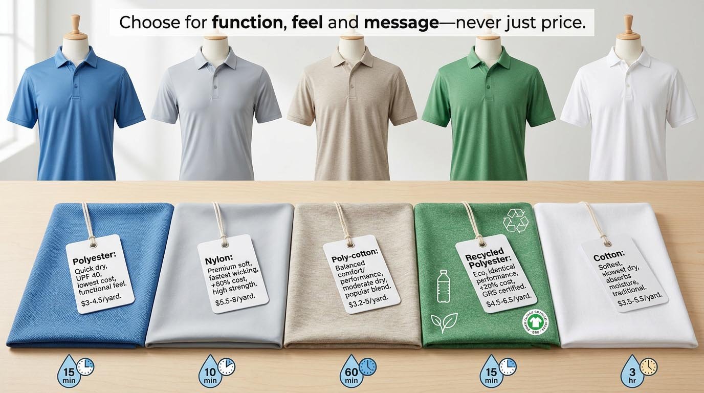 Performance fiber comparison for golf polos