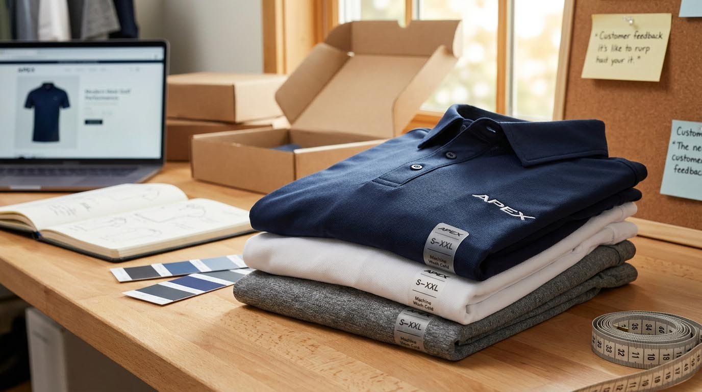 Performance polo shirt specifications and options