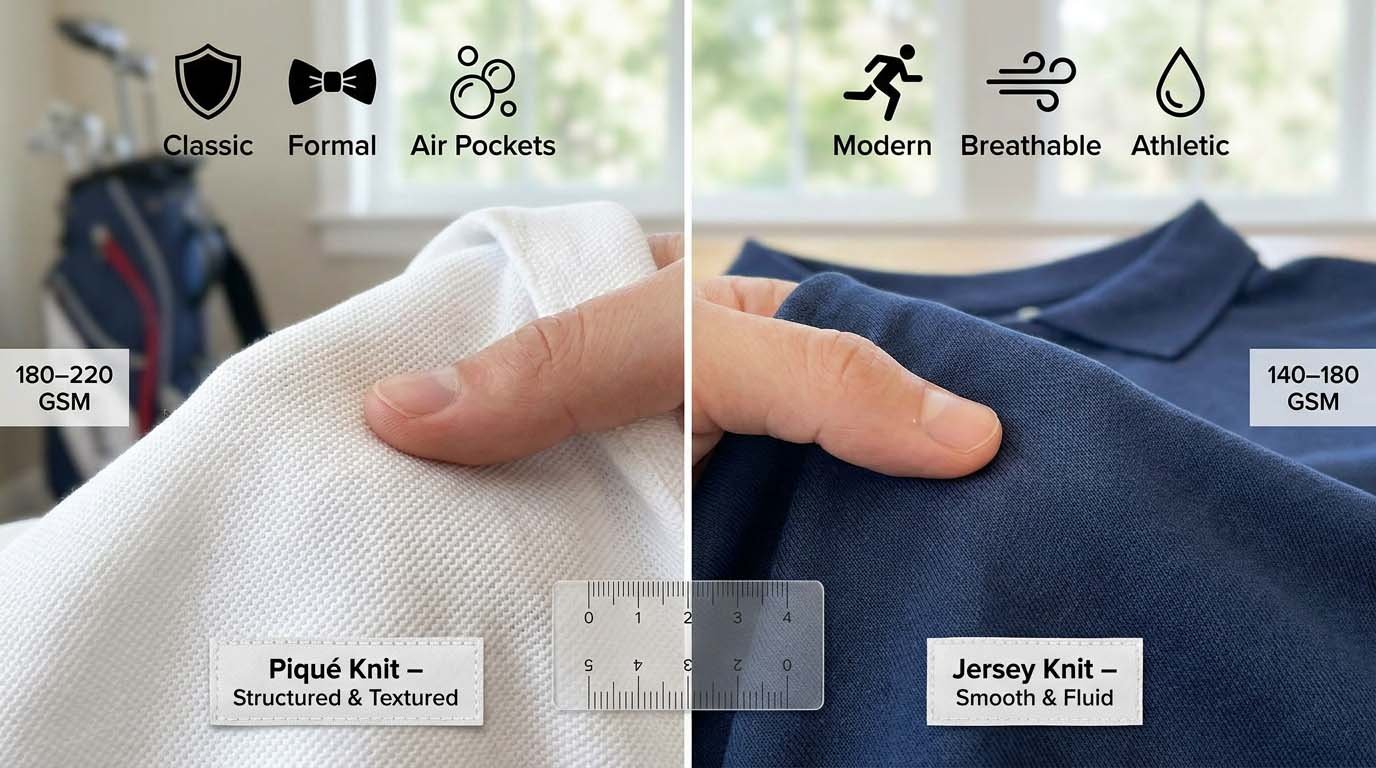 How knit construction varies between piqué texture and jersey smoothness Piqué and jersey knit structure differences