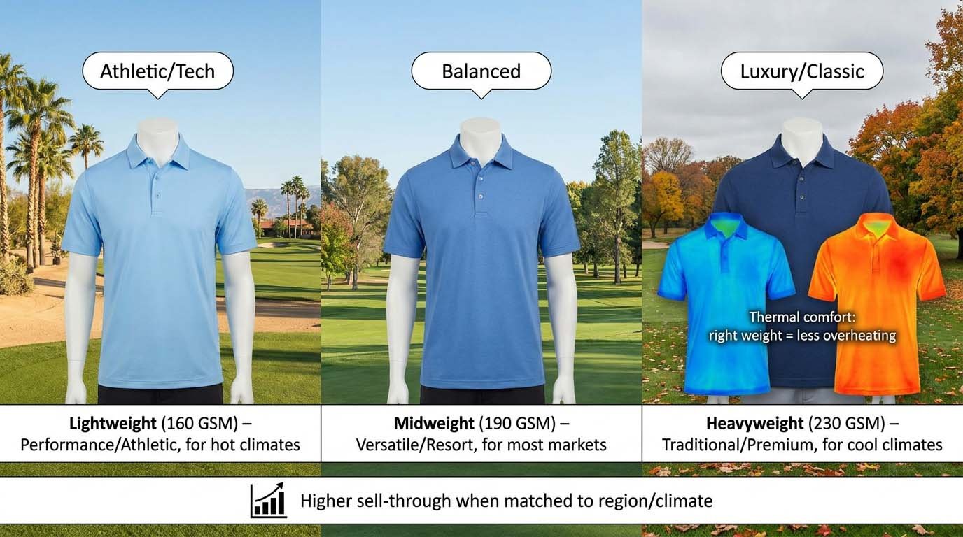 Why fabric weight affects golf polo brand positioning