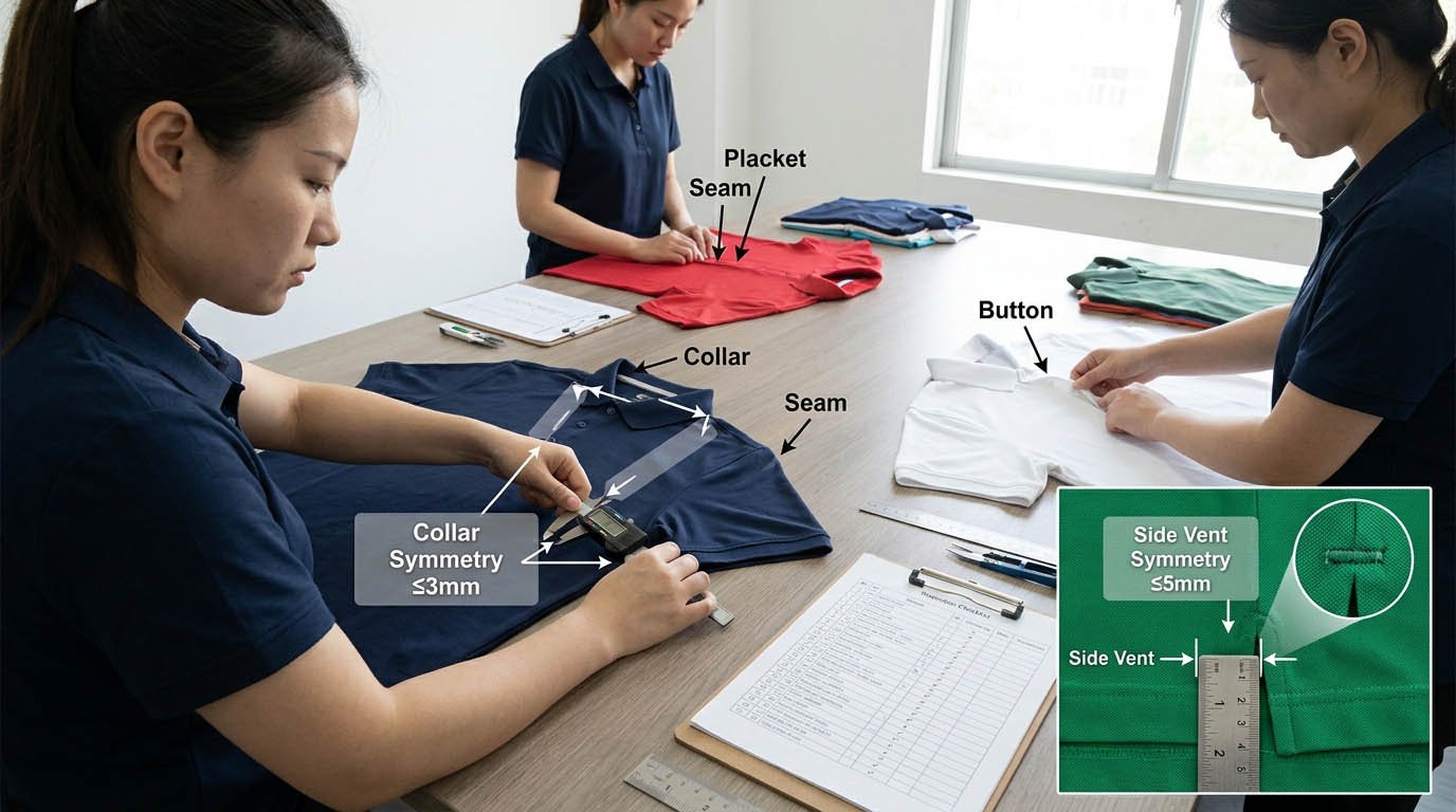 Workmanship inspection checkpoints for golf polos