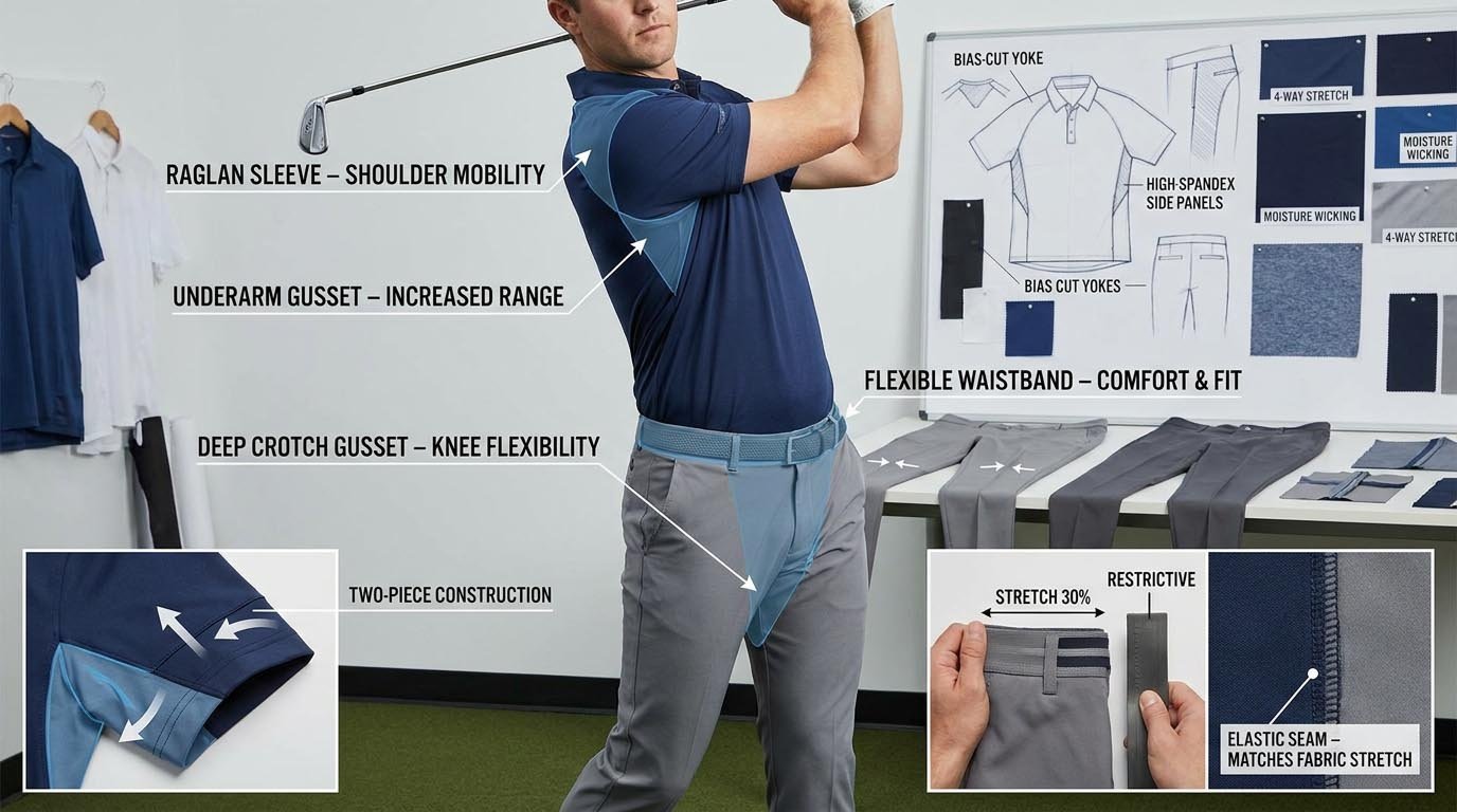 golf apparel design stretch zones