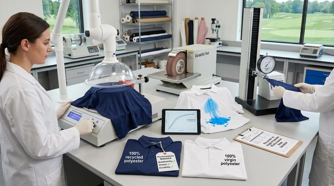 golf apparel performance testing recycled polyester