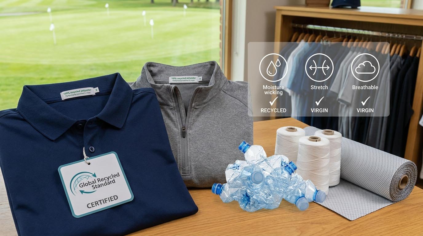 sustainable golf apparel recycled polyester benefits