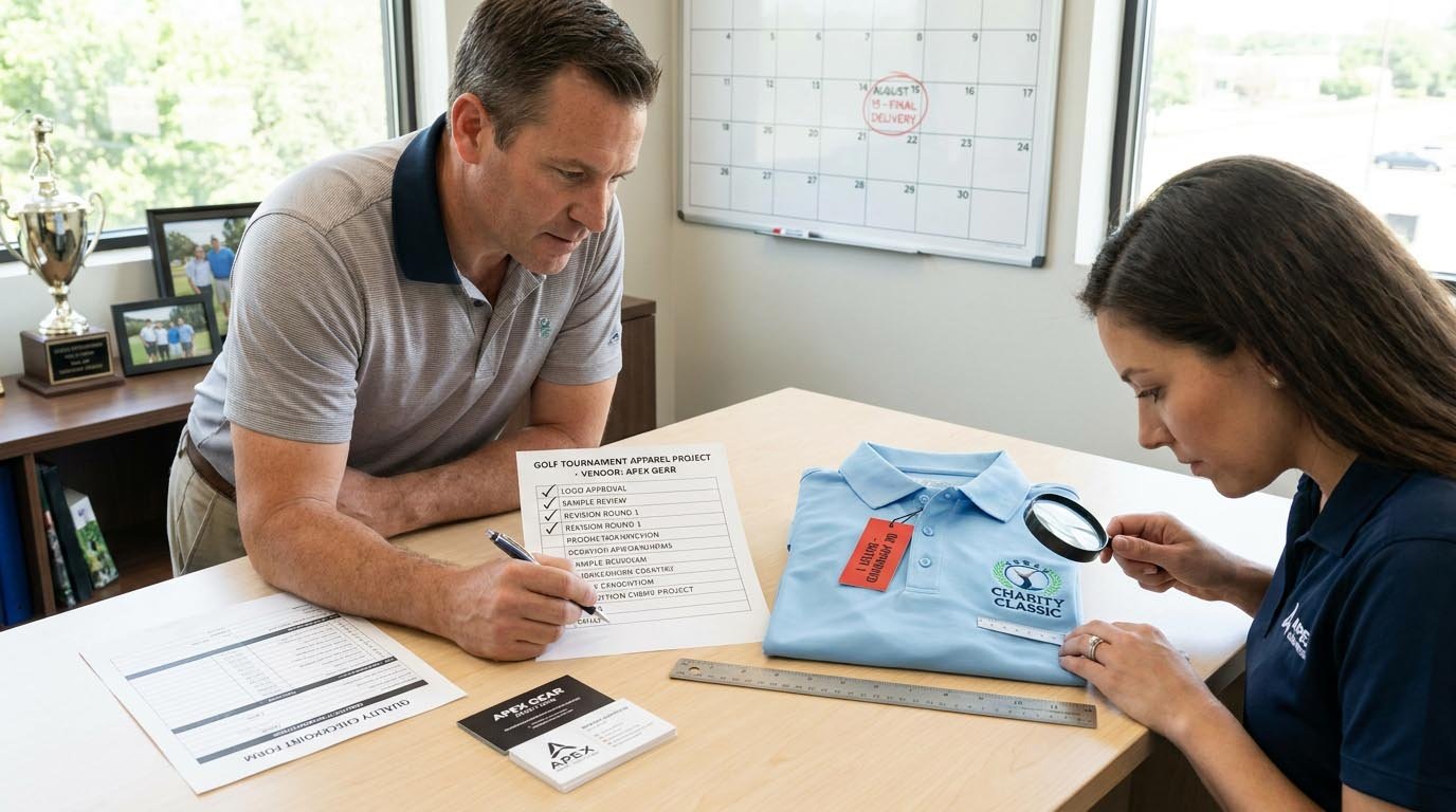 How sponsor approvals, revisions, production, and shipping combine into a real tournament apparel timeline Complete timeline breakdown showing all coordination phases